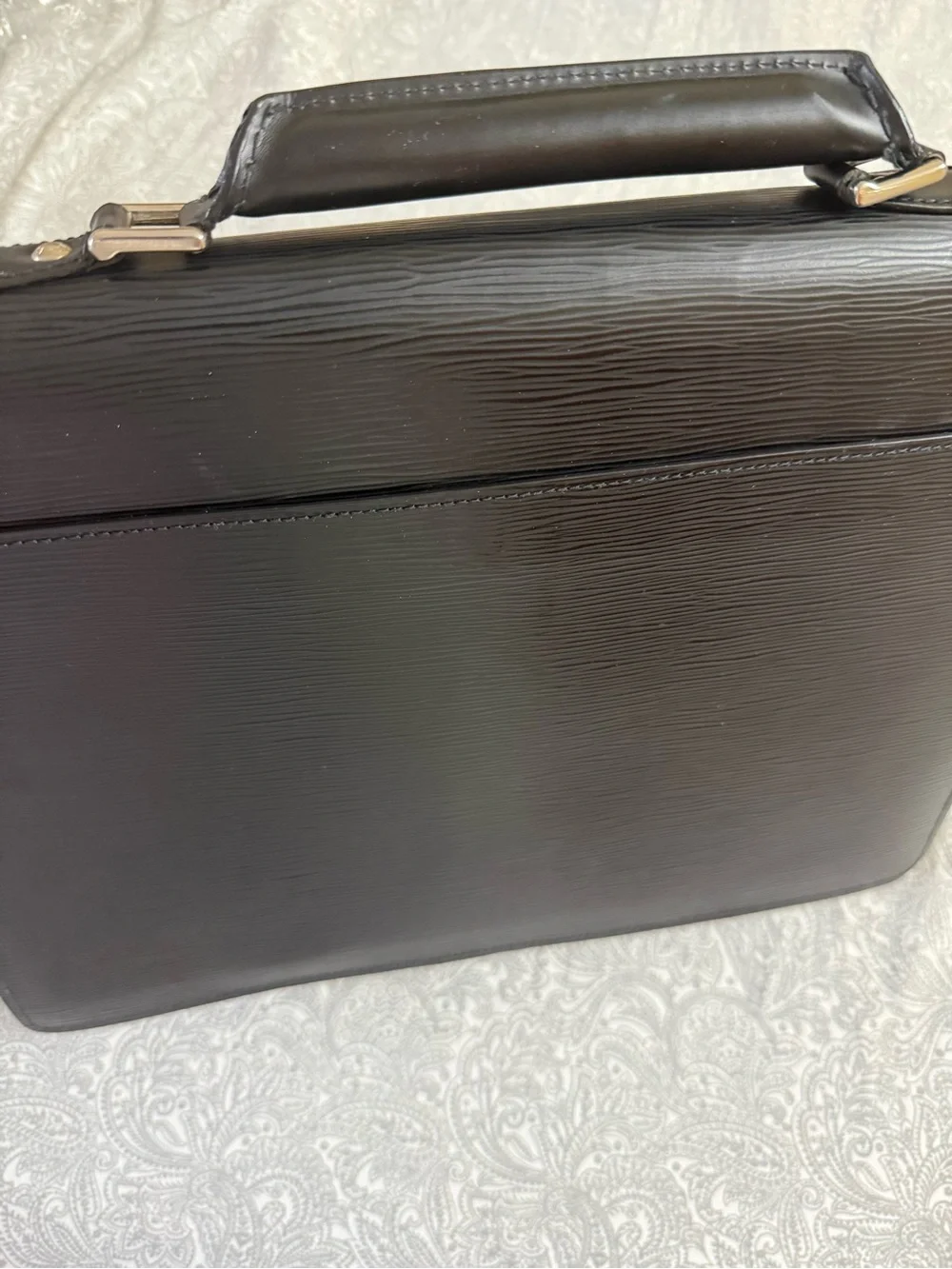 Louis Vuitton Black Leather Interior Logo Handbag